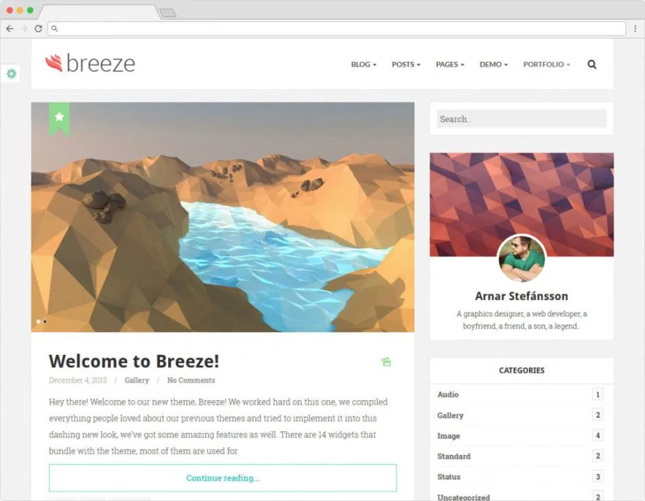 Breeze WordPress Flat Blogging Theme
