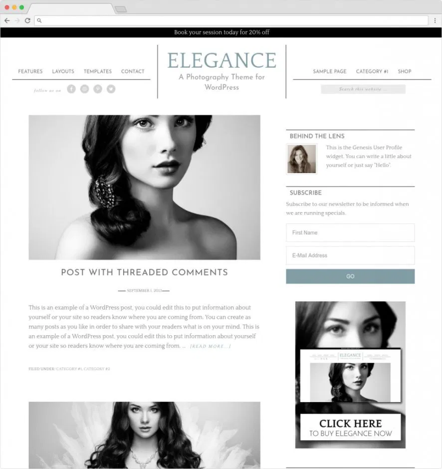Elegance Pro Flat WordPress Minimal Blog
