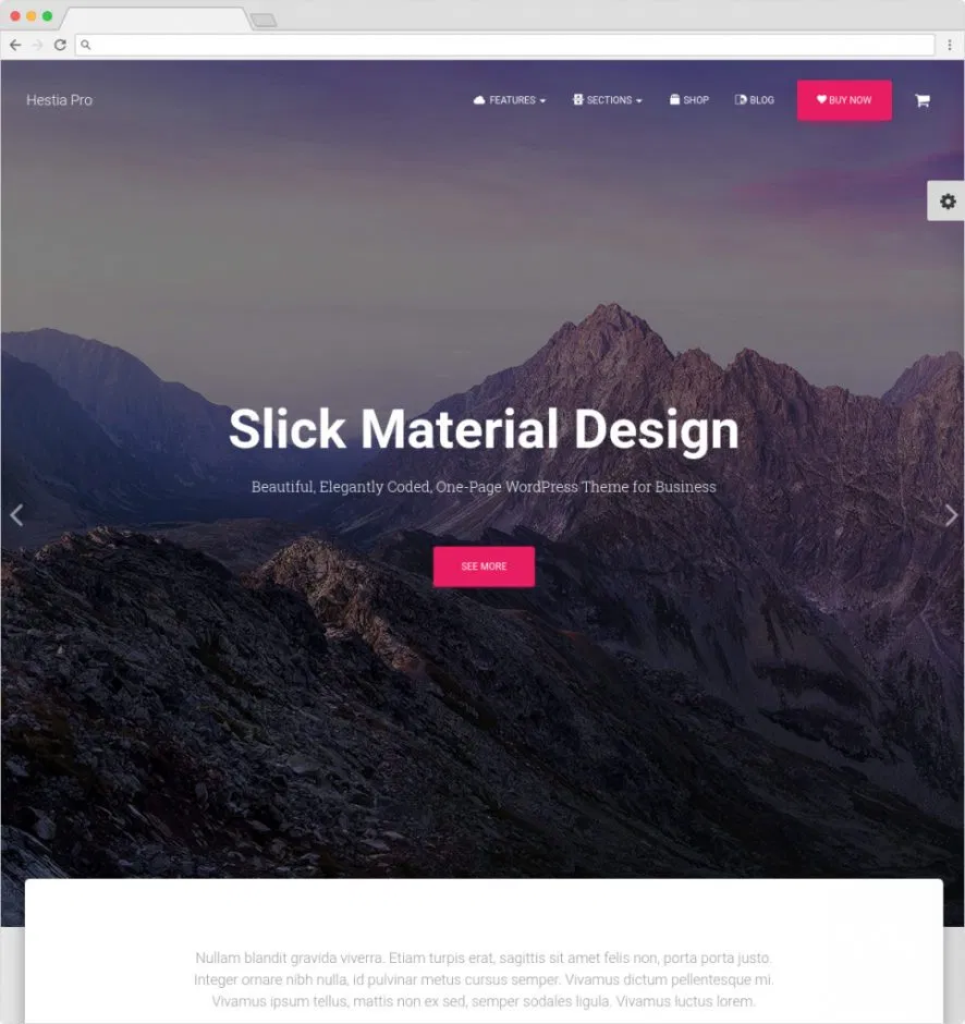 Hestia Pro One Page Material Design WordPress Theme