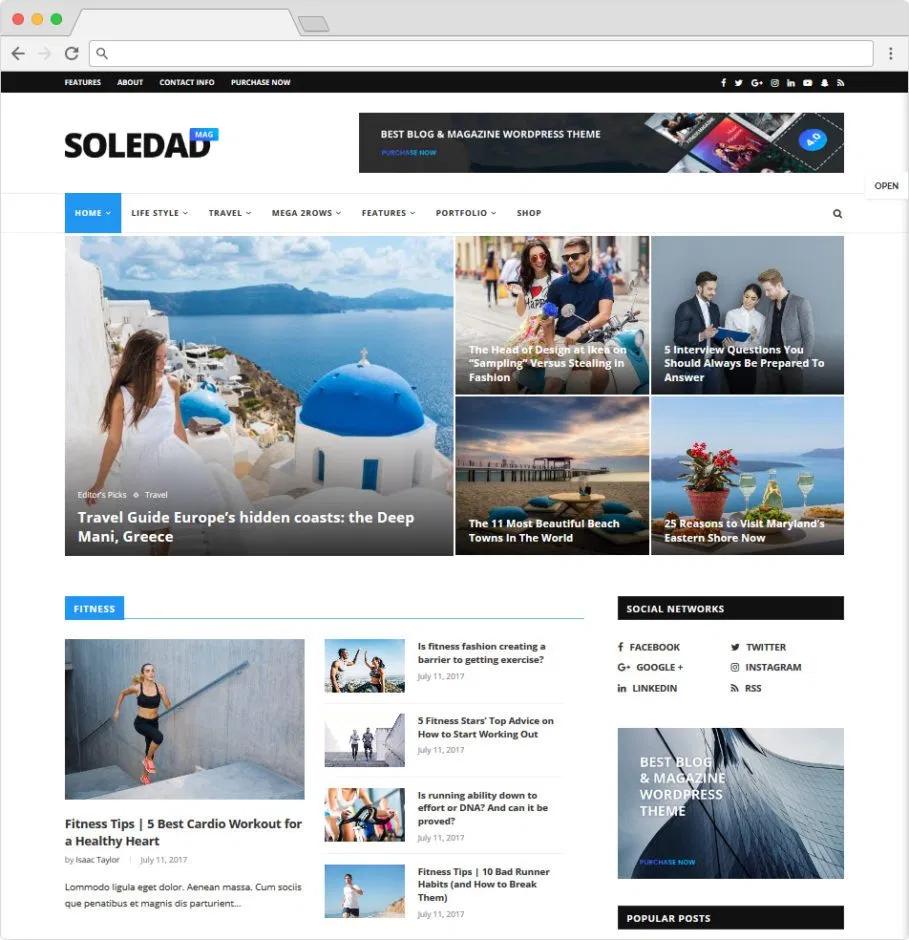 Soledad Minimalist Flat WordPress Magazine Themes 1