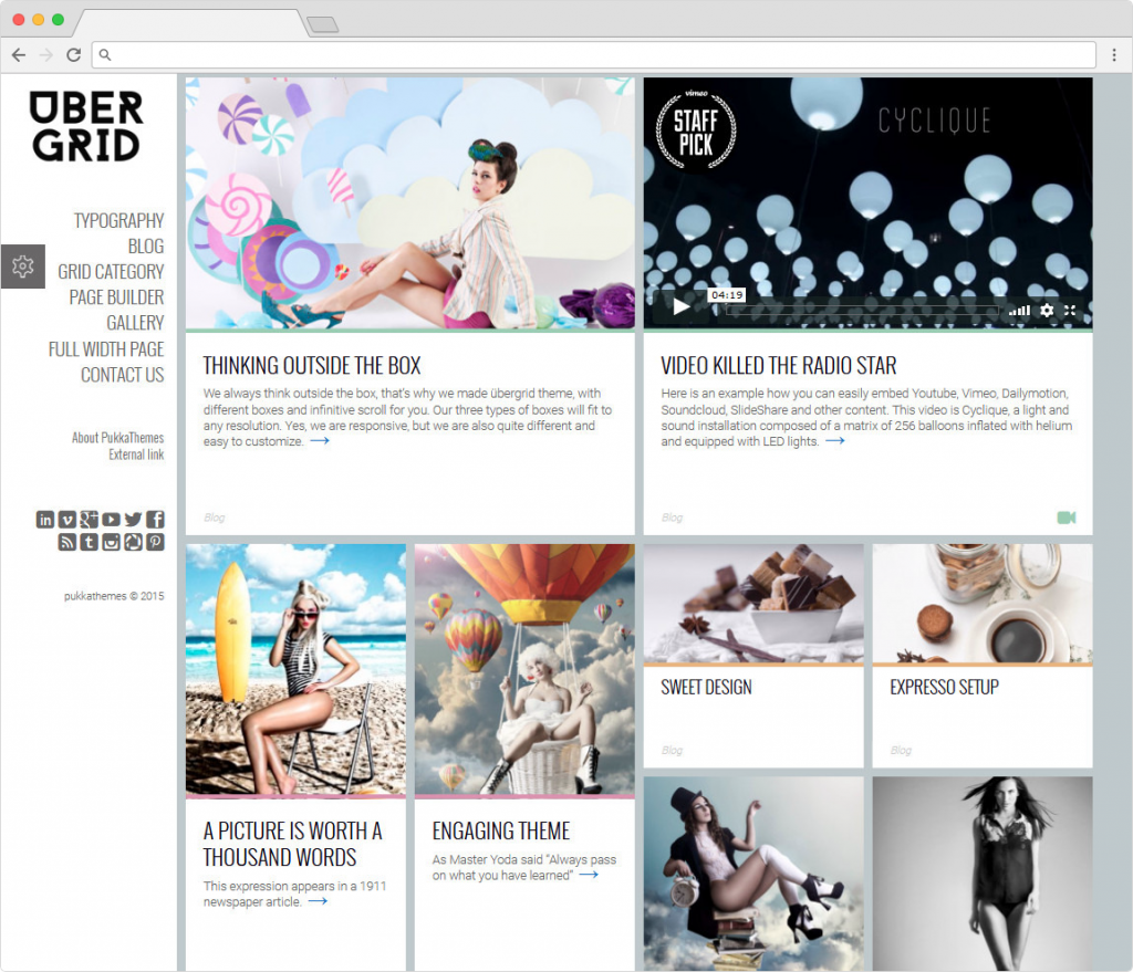 Ubergrid WordPress Pinterest Style Blogging Grid Theme